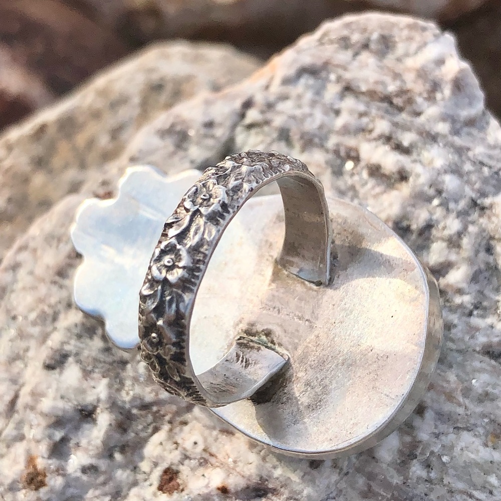 Inlaid Turquoise Handcrafted Southwestern Sterling Silver Ring - Picture 10 of 14